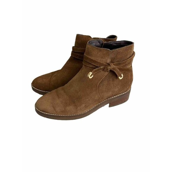 COLE HAAN Women's Railyn Ankle Booties Size 6.5 Brown Suede Side Zip - Picture 1 of 9